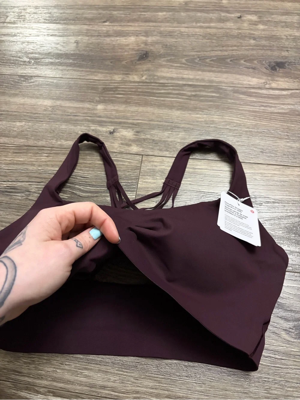 NWT Lululemon FlexyFlex Yoga Bra *Light Support, D-DDD Cups Black Plum Size L/XL